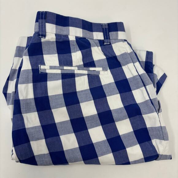 J. McLaughlin Mens Sz34 Blue White Check Plaid Flat Front Shorts - Picture 1 of 6